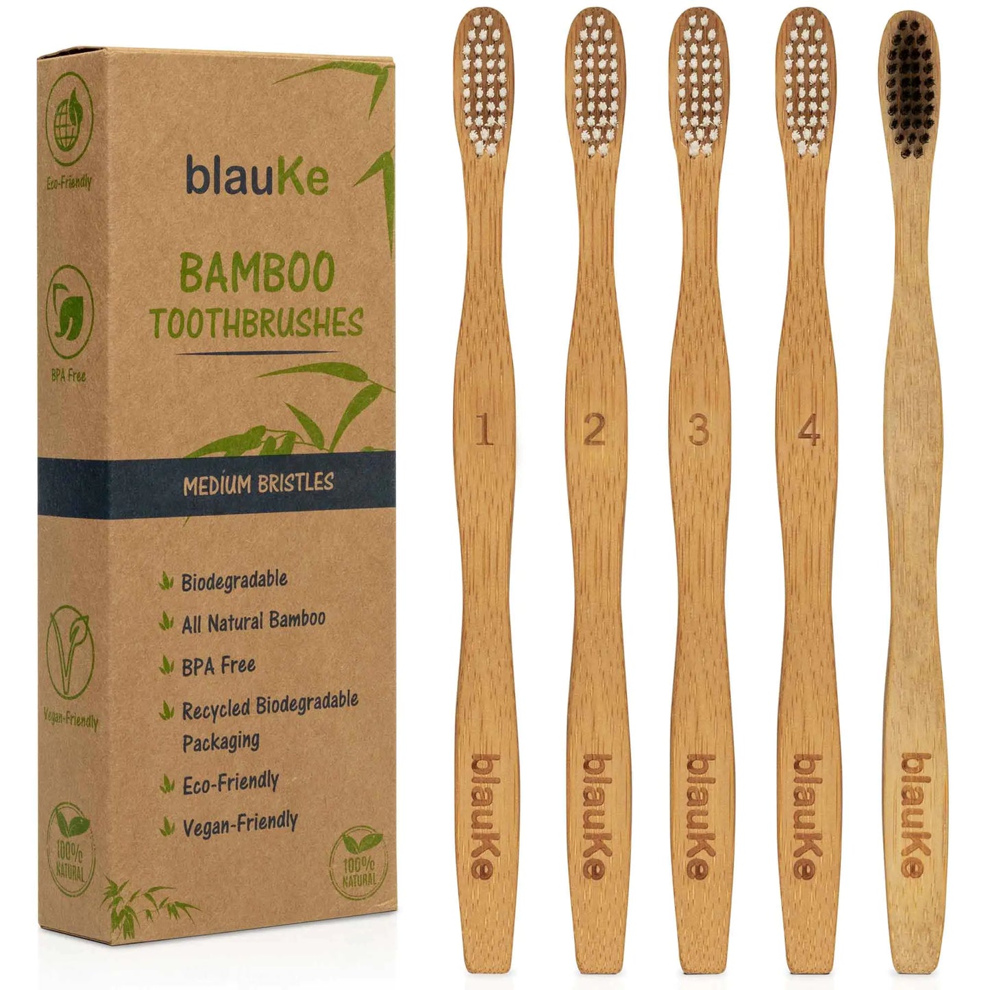 Bamboo Toothbrush Set 5-Pack - Bamboo Toothbrushes