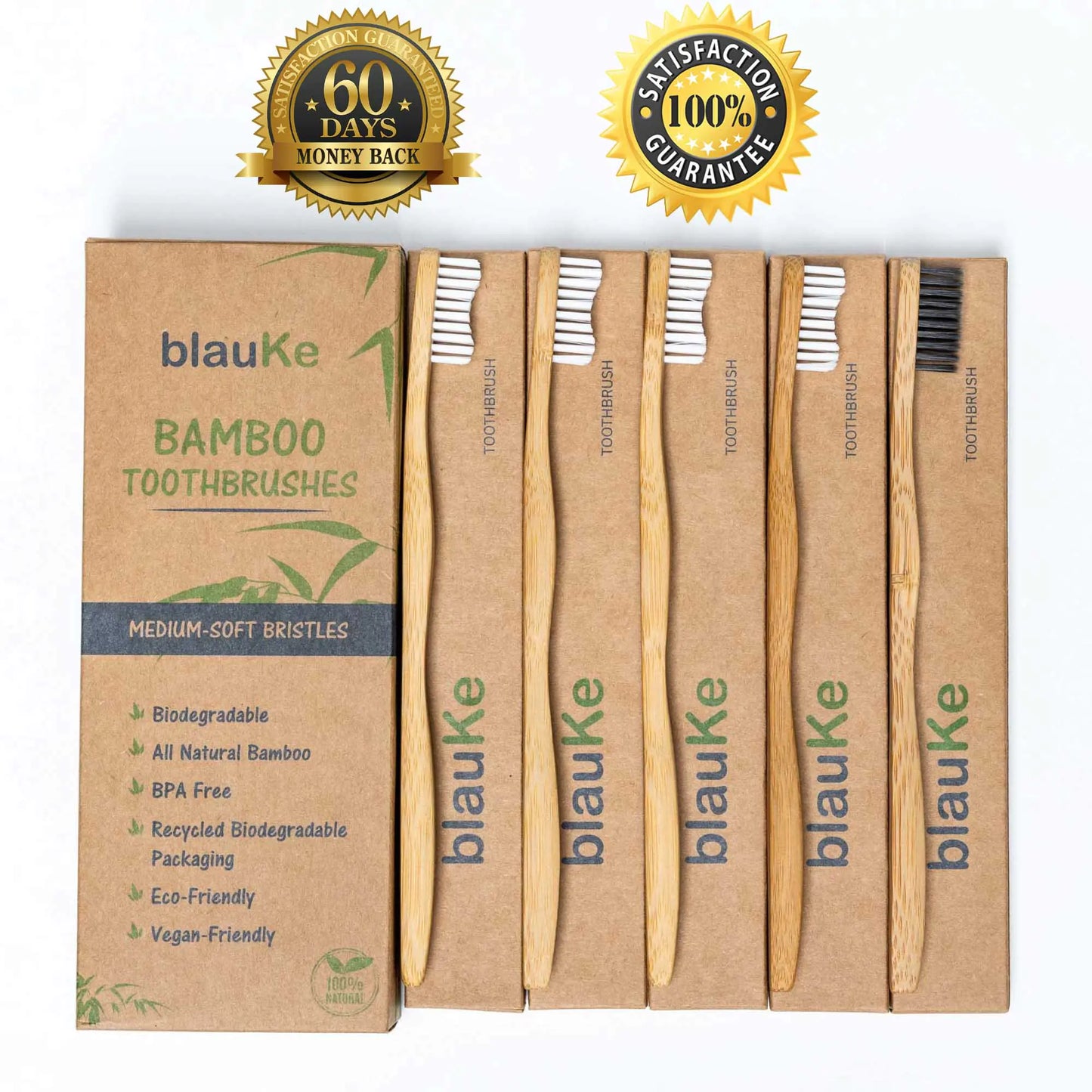 Bamboo Toothbrush Set 5-Pack - Bamboo Toothbrushes